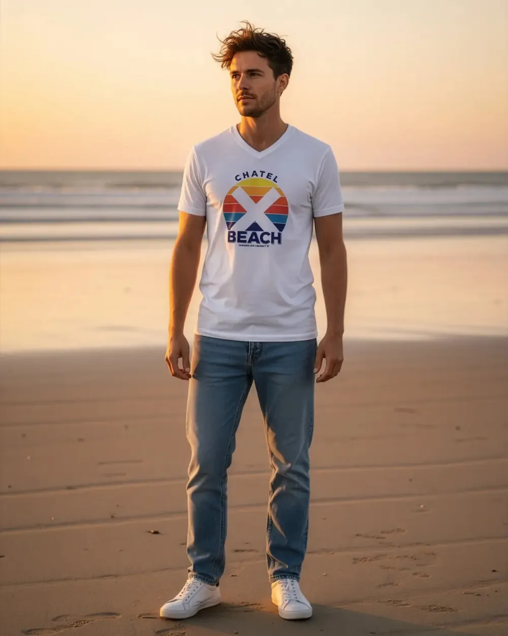 T-Shirt Col V "Sunset"