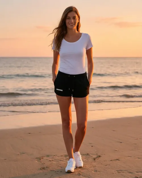 Short de jogging Femme "Patch brodé" noir