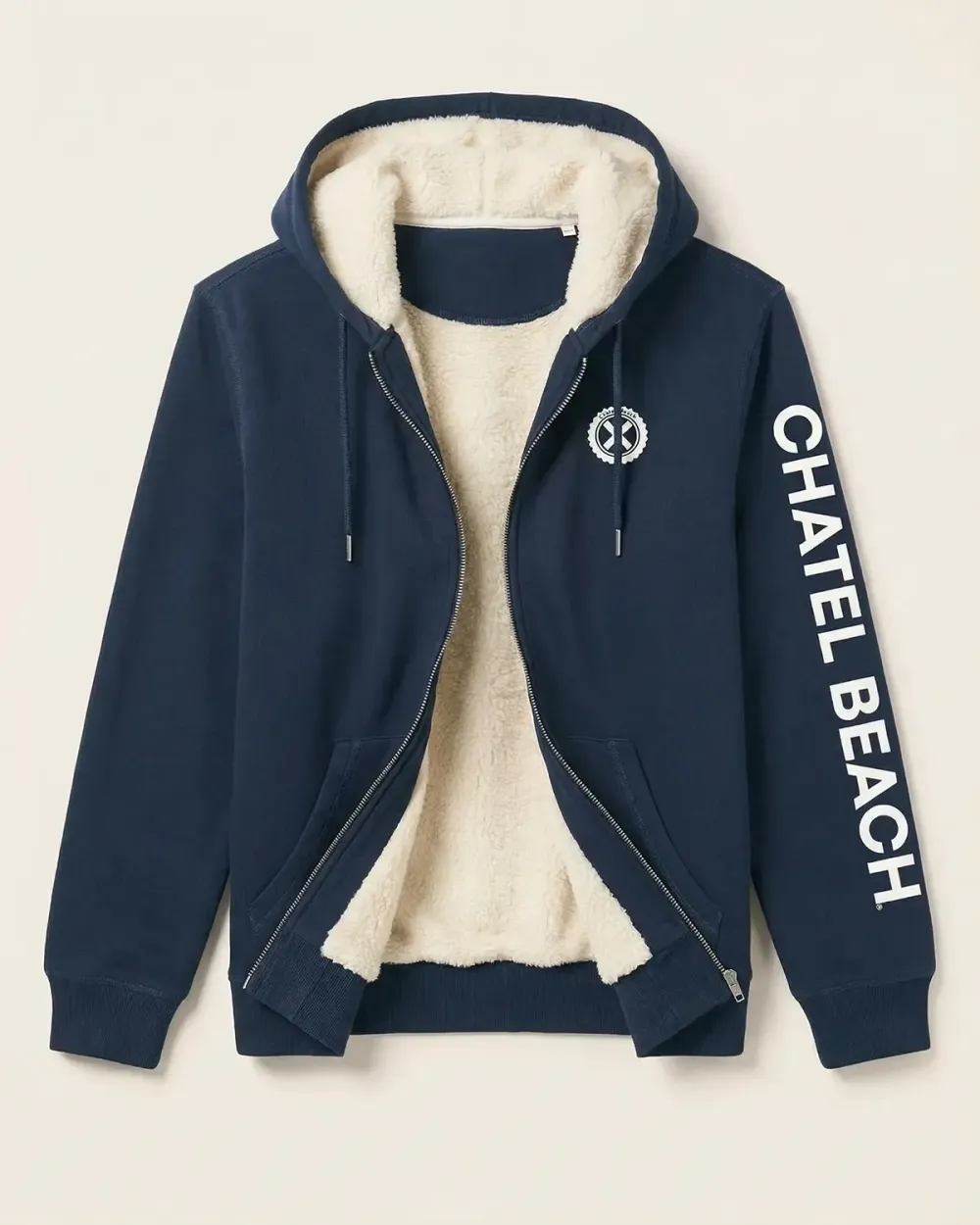 Veste Sherpa Signature Blanche | Chatel Beach