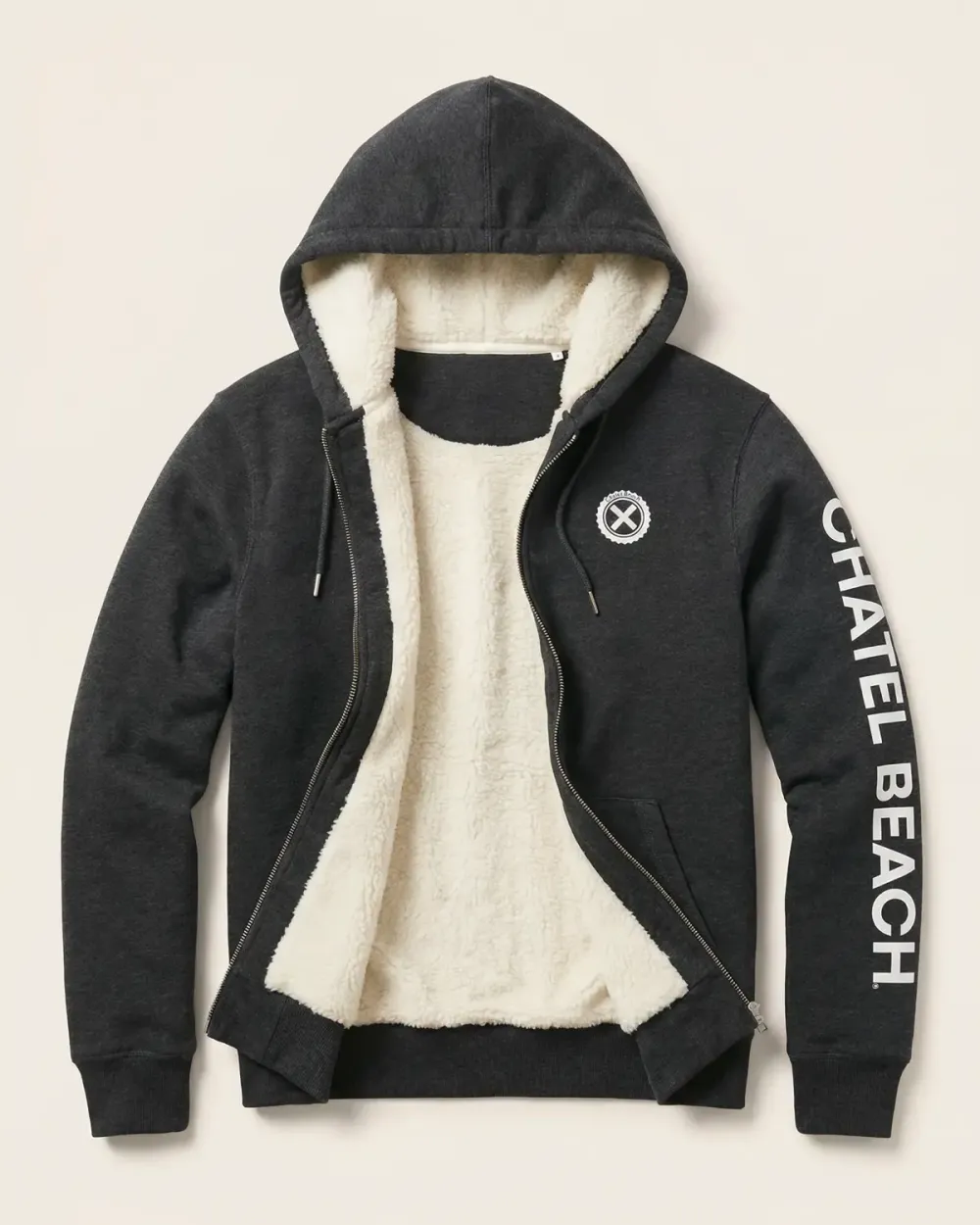 Veste Sherpa Signature Blanche | Chatel Beach