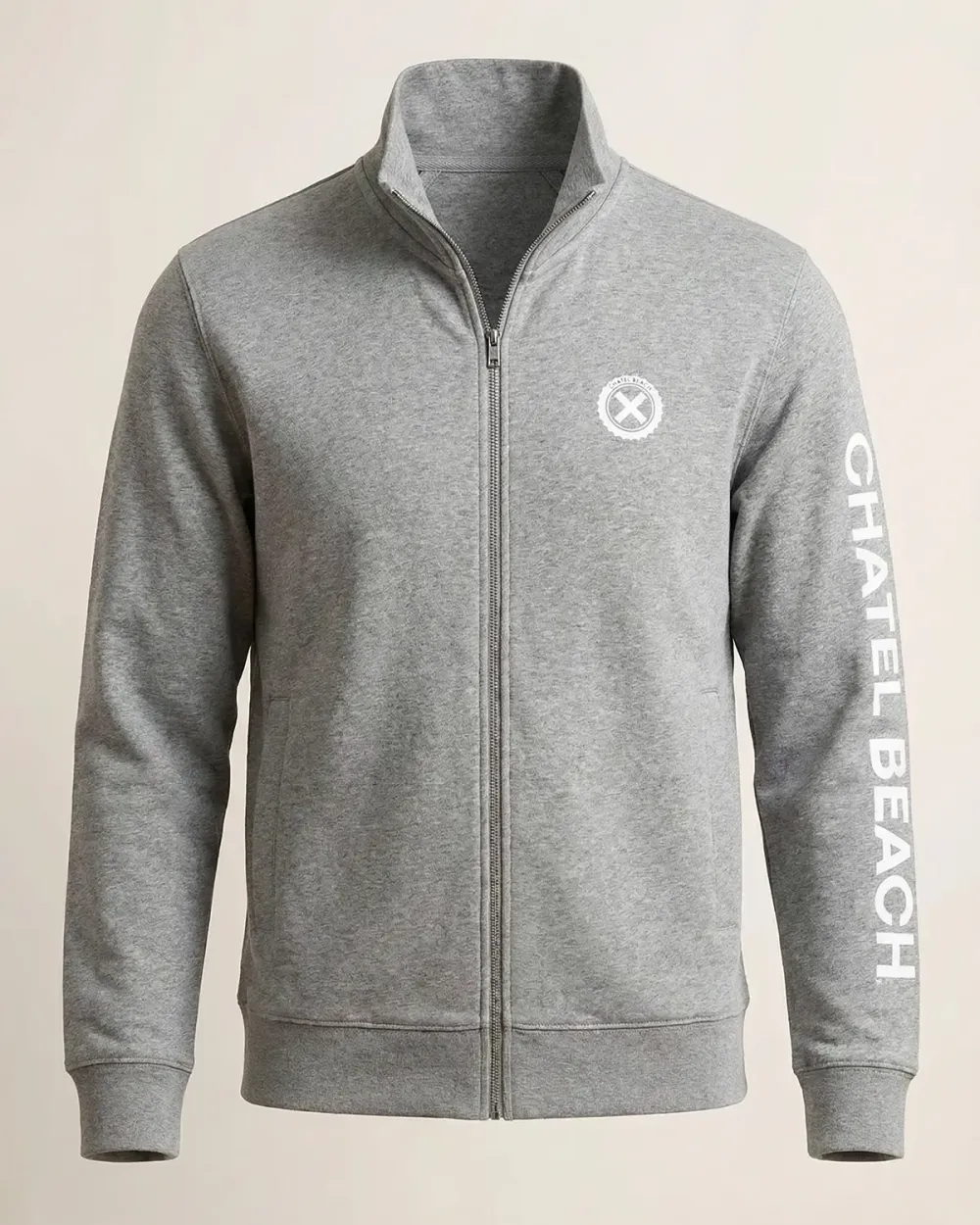 Veste zippée Col Montant "Signature Blanche"