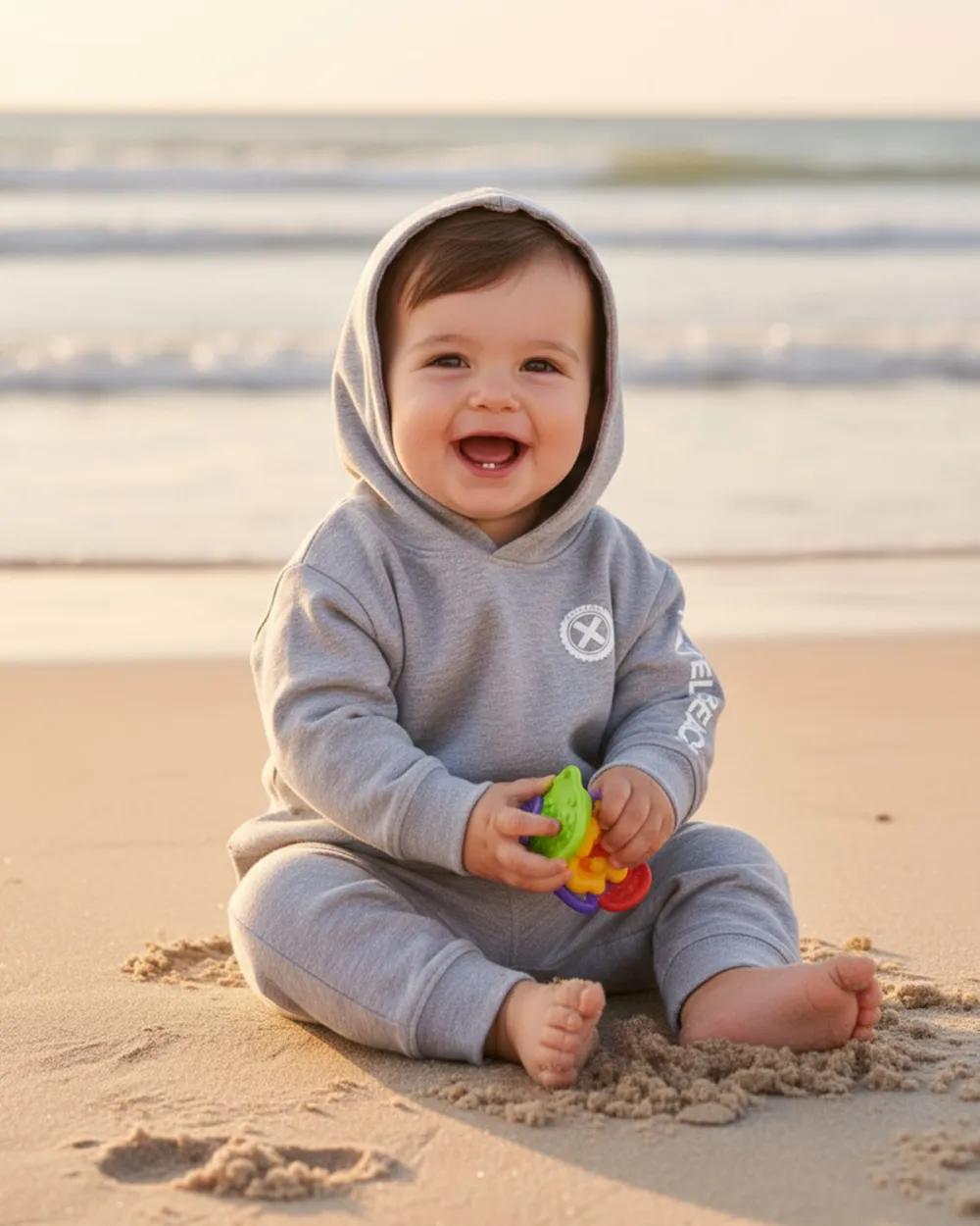 Sweat Bébé Capuche "Signature Blanche"